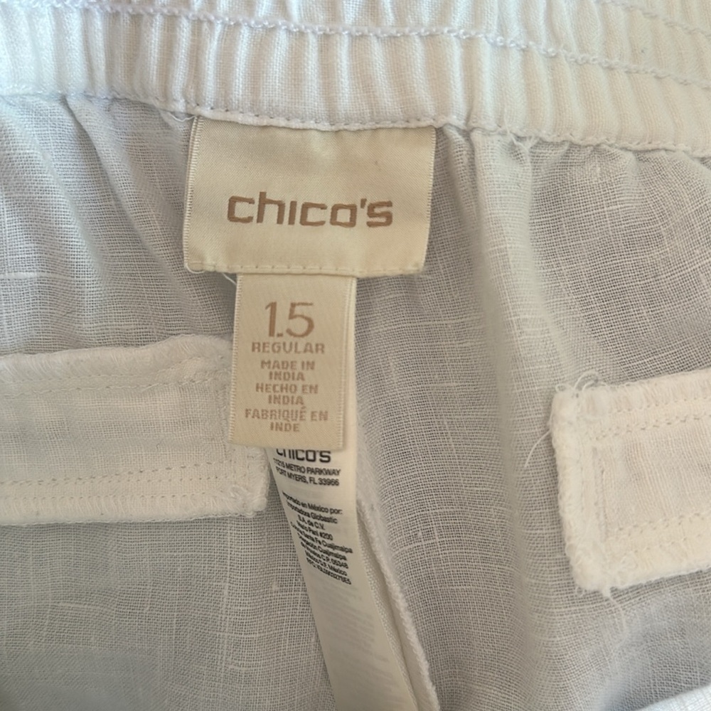 Chicos linen white cream pants size 1.5 10 medium - Picture 5 of 7